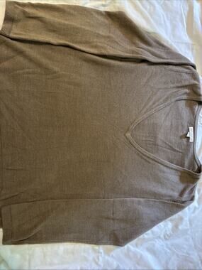 Brown New York & Company Women's V-Neck Long Sleeve Knit Sweater Size XL